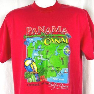 Panama Canal I Crossed On Pacific Queen Vintage T-Shirt Large Med Fit 41" Mens